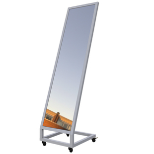 落地烤漆可移动旋转不锈钢卖场试衣镜全身斜面仪容仪表镜