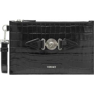 【季末优惠】VERSACE/范思哲 男仿鳄鱼纹Medusa Biggie小号手拿包