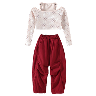 少儿爵士舞服装女童洋气露脐上衣jazz舞台走秀服韩舞打歌舞演出服