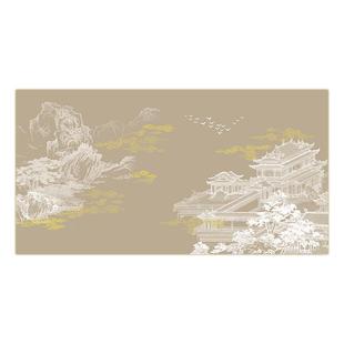 壁纸定制新中式亭台楼阁电视背景墙壁布客厅墙纸沙发装饰墙布壁画