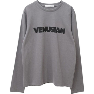 出口日本外贸春秋女装柔顺纯棉大字母印花简约百搭长袖圆领T恤