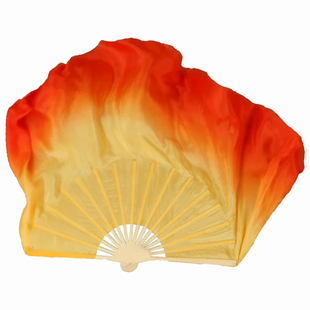 在希望的田野上黄橘渐变真丝双面舞蹈扇子胶州秧歌扇古典舞广场舞