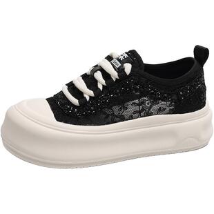 木林森2026年新款夏季女百搭厚底增高运动休闲鞋时尚透气网面女鞋