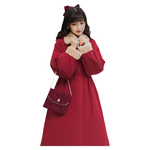 过年旗袍红色拜年服女冬季新款新年战袍新中式棉服女装中式连衣裙