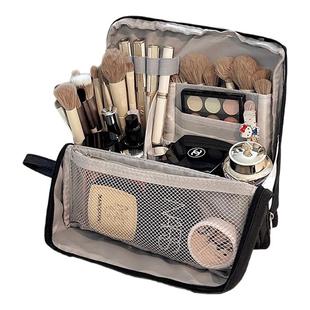 化妆包大容量女便携式2025新款高端分区收纳旅行手提洗漱整理包化妆刷化妆品收纳包便携外出立式可折叠耐脏