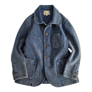 西里布蓝染全棉剑道夹克西服外套咔叽复古休闲非rrl porterclassi