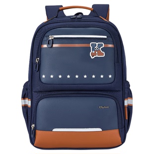 【胡可推荐】卡拉羊1-3-6年级小学生简约书包大容量风琴双肩包男