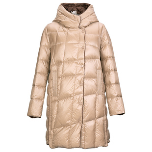 HONRN/红人轻薄白鹅绒连帽立领冬季羽绒服外套女中长款HG55YR026