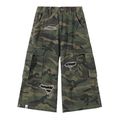 it :5cm/FIVECM男女美式迷彩补丁短裤2025新款潮牌直筒七分中裤