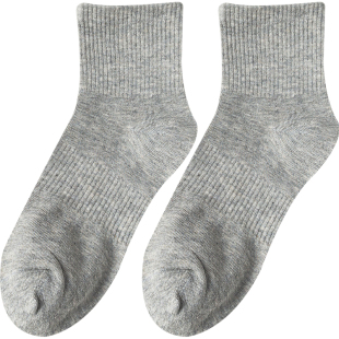 白色袜子女款纯棉中筒袜运动防臭吸汗长袜黑色不起球夏薄款灰色