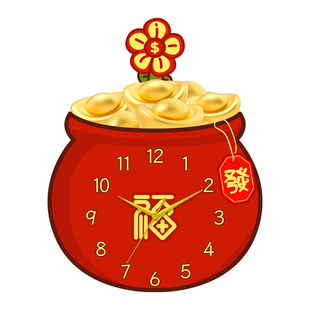 福袋挂钟客厅家用挂墙时钟喜庆日历静音餐厅挂表创意摇摆石英钟表