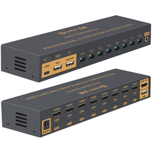 王视 kvm切换器hdmi八进一出kvm切换器8进1出8台主机共享鼠标键盘显示器u盘打印机usb设备4k高清口