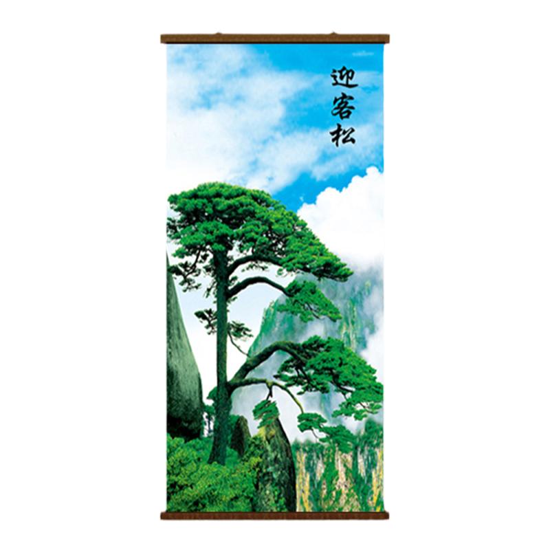 迎客松挂画卷轴装饰画新中式入户玄关走廊过道墙遮挡风景山水布画