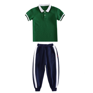 初中生班服夏季短袖长裤套装中学生校服五六七八年级纯棉运动会服