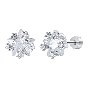 钛合金五角星耳钉女超闪星星锆石养耳洞耳骨钉耳蜗钉耳环钛钢耳饰