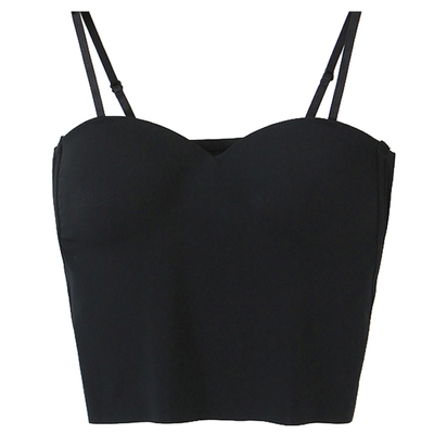 胖mm吊带背心带胸垫一体式打底