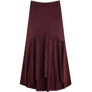 COCOBELLA安可拉红仿麂皮绒半身裙女春优雅气质包臀鱼尾裙HS7069