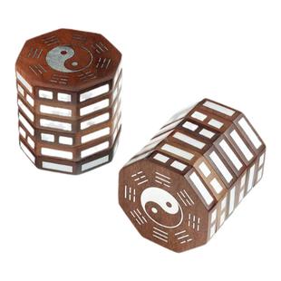 道家枣木镶银周易魔方八卦文玩64卦解压手把件易经六爻河图道用品