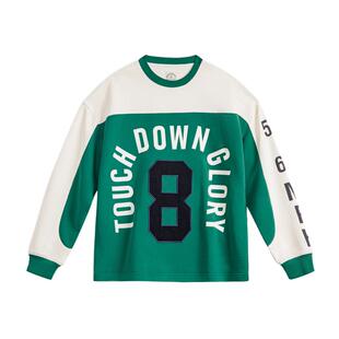 马登工装美式复古球衣风撞色长袖T恤数字圆领套头卫衣外套男款春