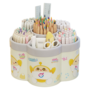笔筒斜插式画笔架儿童男女孩书桌面文具水彩笔马克笔收纳盒超大容量马克笔学生桌面收纳盒办公室女孩置物笔架