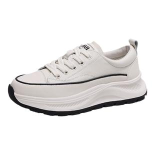 头层牛皮厚底小白鞋子女2026春秋新款百搭平底运动休闲老爹阿甘鞋