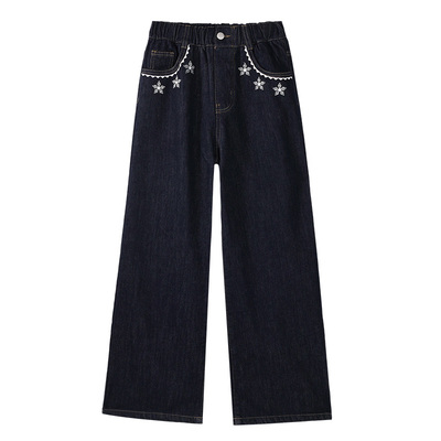 BarryBanny女童加绒阔腿牛仔裤