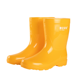 富足平安中筒平底雨鞋畜牧养殖水靴耐酸碱雨靴一体水鞋男养猪专用