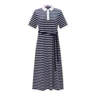 【纯棉】Navigare意大利小帆船条纹polo连衣裙女休蓝色闲显瘦裙子