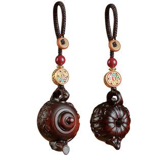 紫檀木把把壶汽车钥匙扣挂件把把胡小壶茶壶手把件男女礼物包挂件