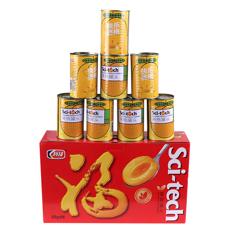 科技牌砀山黄桃罐头 425g 水果罐头