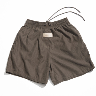 Blessed Folks长抽绳皮标合金扣男女同款健身运动速干休闲短裤