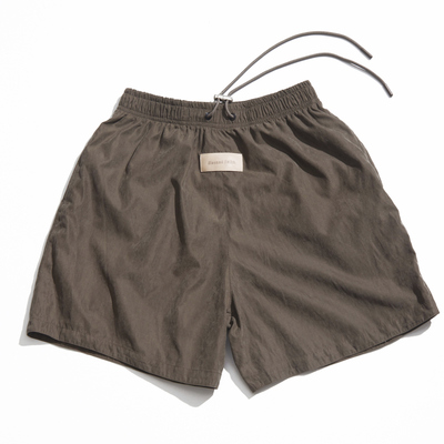 Blessed Folks长抽绳皮标合金扣男女同款健身运动速干休闲短裤