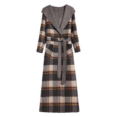 双面羊绒大衣女连帽长款外套过膝