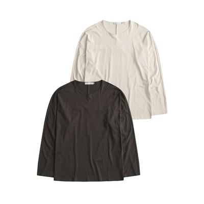 竹节棉结构剪裁迹构长袖T恤