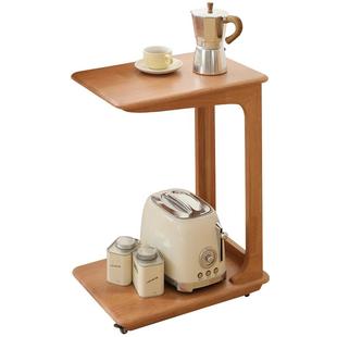 实木沙发边柜可移动C型边几带轮迷你茶几客厅小户型U型方角几茶台