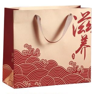 滋养金色手提袋鱼胶海参滋补品木纹纸礼袋名贵礼品燕窝手拎通用