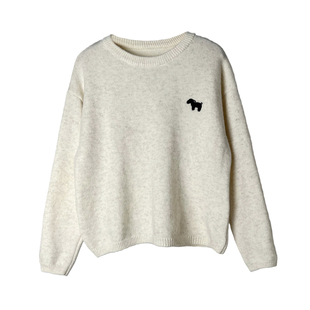 设计感小众极简韩式刺绣图案圆领软糯纯色宽松百搭针织衫套头毛衣