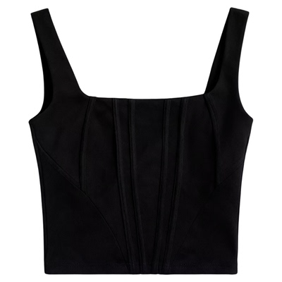 性感鱼骨压条修身短款小背心