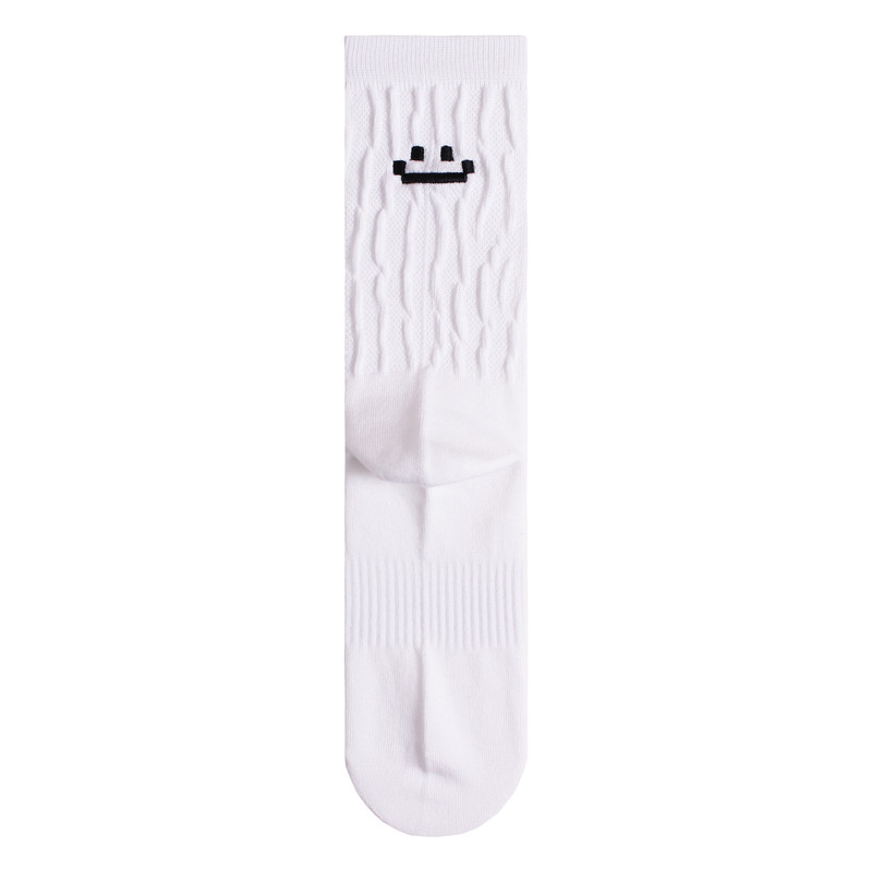 UNIQUESOCKS4双装笑脸刺绣无骨长袜子男女日系潮流情侣棉质堆堆袜