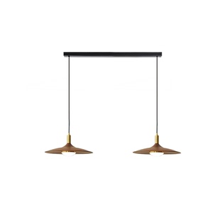 法式中古风餐厅吊灯飞碟轨道胡桃木色日式复古侘寂风餐桌灯吧台灯