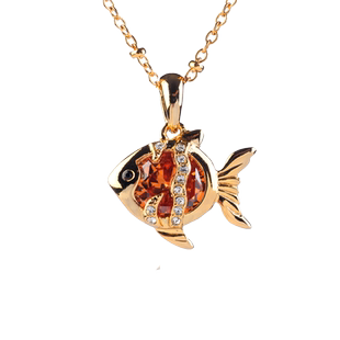 法国IDee鱼项链女生锁骨时尚吊坠小众设计潮流黄水晶饰品生日礼物