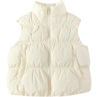 巴拉巴拉童装儿童羽绒马甲女童秋冬皱感立领外套时尚甜美小童上衣