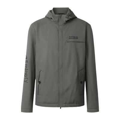 虎豹男士2025春季新款中灰时尚休闲可脱卸帽弹力轻户外夹克外套