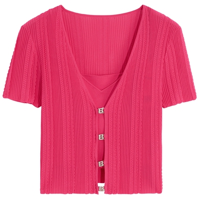 bebe夏季新款镂空针织开衫