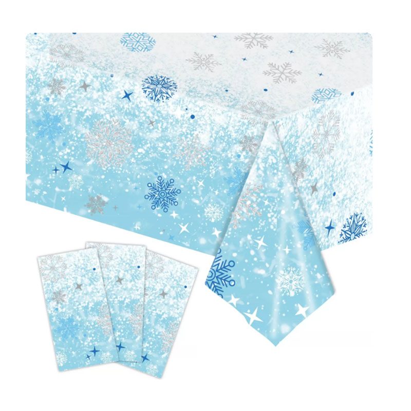 派对桌布冬季雪人雪花桌布甜品台
