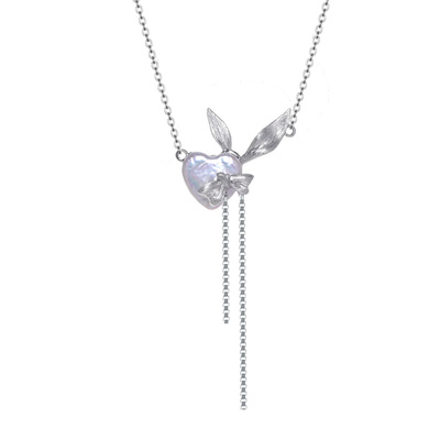 花芽原创丝带兔女郎s925纯银项链