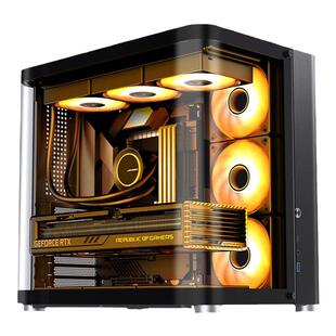 乔思伯D300无立柱海景房机箱曲面玻璃M-ATX背插360水冷机箱TK-3