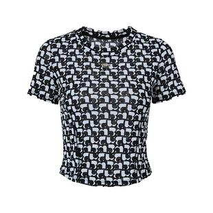 恩瑞妮商场同款2025夏季新款时尚字母正肩修身显瘦短袖T恤上衣