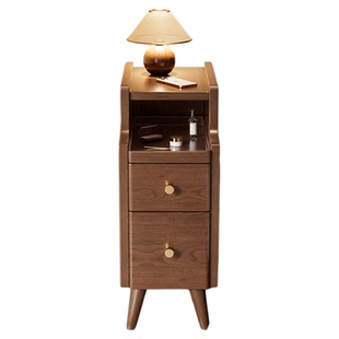 极窄实木床头柜20cm30cm宽胡桃色床边侧边柜家用卧室小户型储物柜