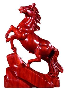 红花梨木雕马摆件实木红木动物马家居摆设开业雕刻工艺品礼品桌面